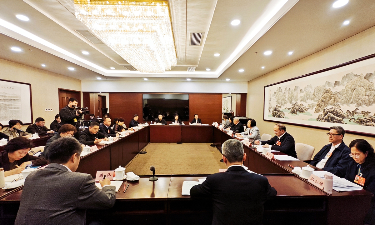 Members of the 14th National Committee of the Chinese People's Political Consultative Conference (CPPCC) from the Taiwan Democratic Self-Government League convened a group meeting during the 