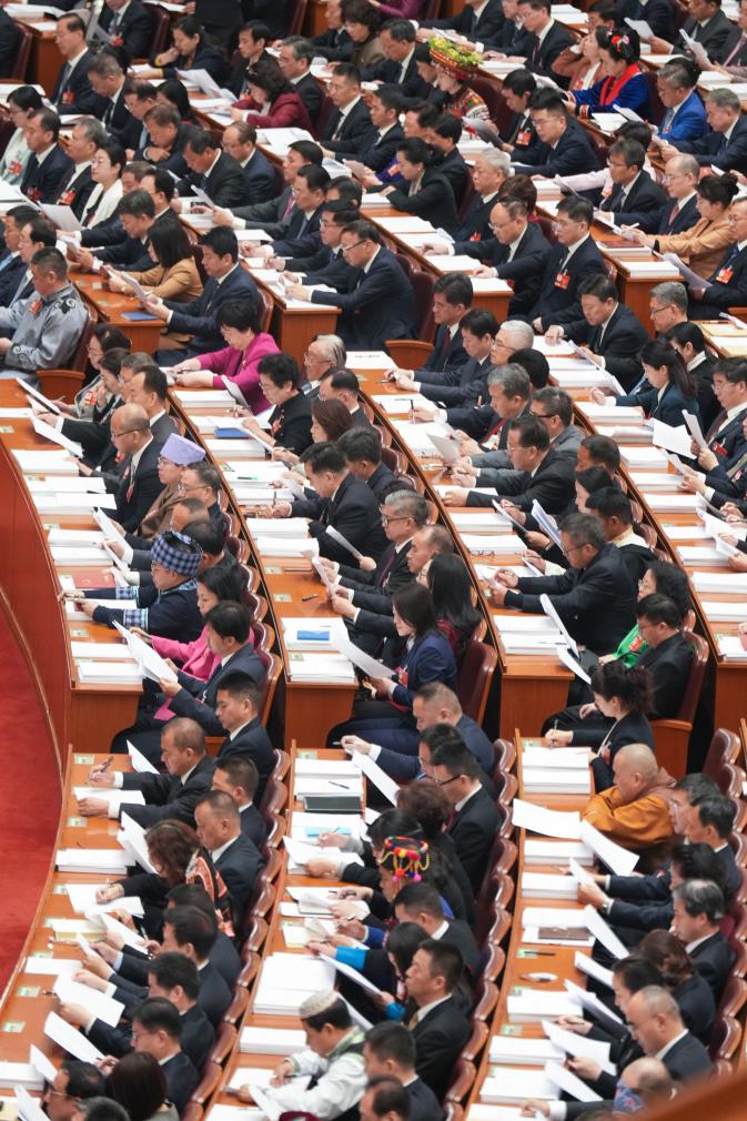 The opening meeting of the fourth session of the 14th National People's Congress (NPC) is held at the Great Hall of the People in Beijing, capital of China, March 5, 2026. (Xinhua/Wang Xi)
