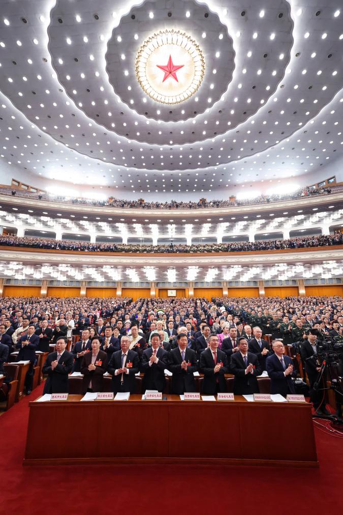 The opening meeting of the fourth session of the 14th National People's Congress (NPC) is held at the Great Hall of the People in Beijing, capital of China, March 5, 2026. (Xinhua/Ding Haitao)