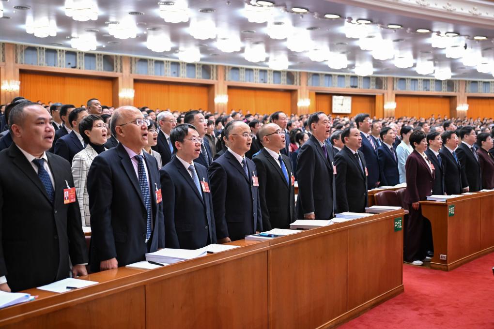 The opening meeting of the fourth session of the 14th National People's Congress (NPC) is held at the Great Hall of the People in Beijing, capital of China, March 5, 2026. (Xinhua/Li Xiang)
