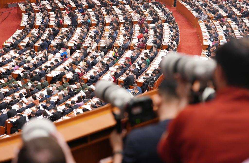 The opening meeting of the fourth session of the 14th National People's Congress (NPC) is held at the Great Hall of the People in Beijing, capital of China, March 5, 2026. (Xinhua/Wang Xi)