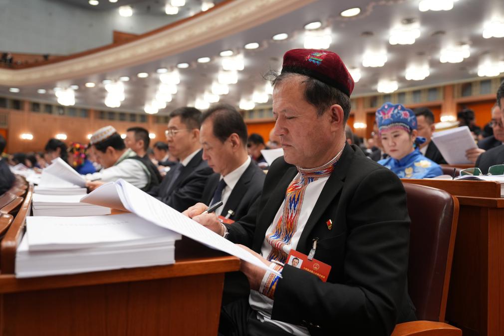The opening meeting of the fourth session of the 14th National People's Congress (NPC) is held at the Great Hall of the People in Beijing, capital of China, March 5, 2026. (Xinhua/Xing Guangli)