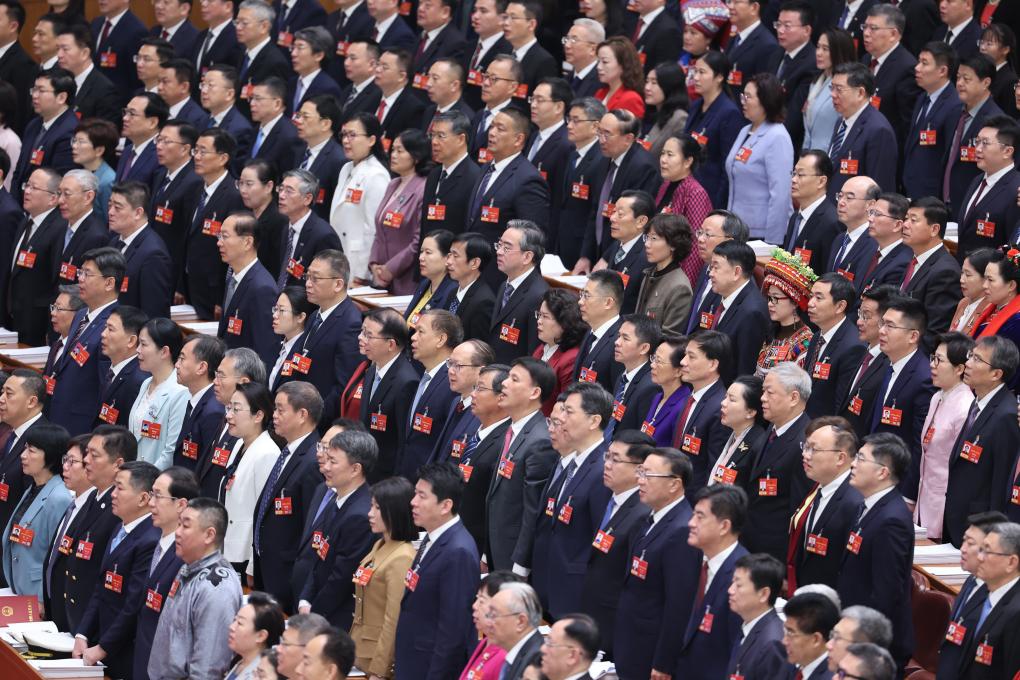 The opening meeting of the fourth session of the 14th National People's Congress (NPC) is held at the Great Hall of the People in Beijing, capital of China, March 5, 2026. (Xinhua/Jin Liwang)