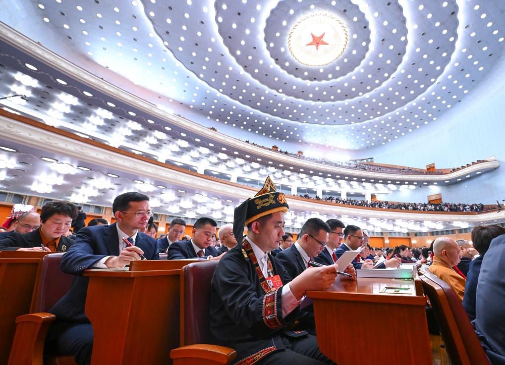 The opening meeting of the fourth session of the 14th National People's Congress (NPC) is held at the Great Hall of the People in Beijing, capital of China, March 5, 2026. (Xinhua/Yan Yan)