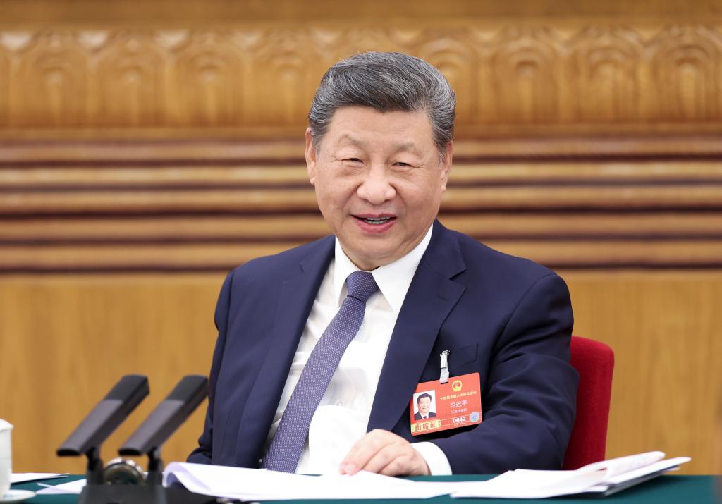 Chinese President Xi Jinping, also general secretary of the Communist Party of China Central Committee and chairman of the Central Military Commission, takes part in a deliberation with his fellow deputies from the delegation of Jiangsu Province at the fourth session of the 14th National People's Congress in Beijing, capital of China, March 5, 2026. (Photo: Xinhua)