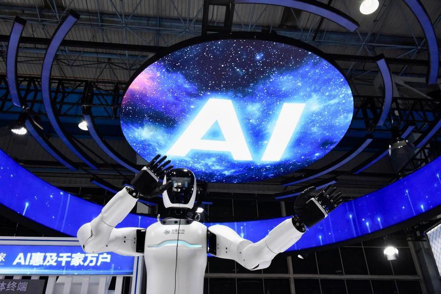 A humanoid robot of China Mobile is pictured at the exhibition area of the 2025 Global Industrial Internet Conference in Shenyang, northeast China's Liaoning Province, Sept. 7, 2025. (Photo: Xinhua)