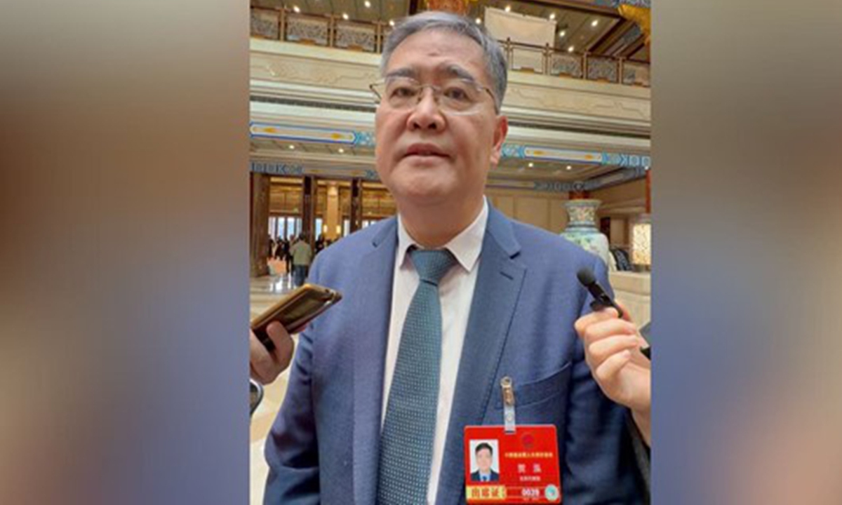 He Hong, a deputy to the 14th National People's Congress (NPC) who is also an academician of the Chinese Academy of Engineering Photo: Chen Qingqing/GT