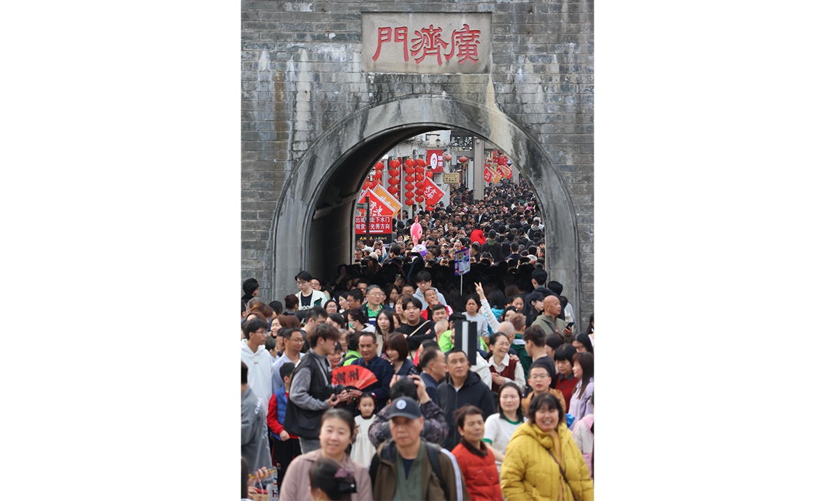 Tourists flock to the ancient city to appreciate its history and culture during the Spring Festival in Chaozhou, South China's Guangdong Province, on February 17, 2026. Photo: VCG