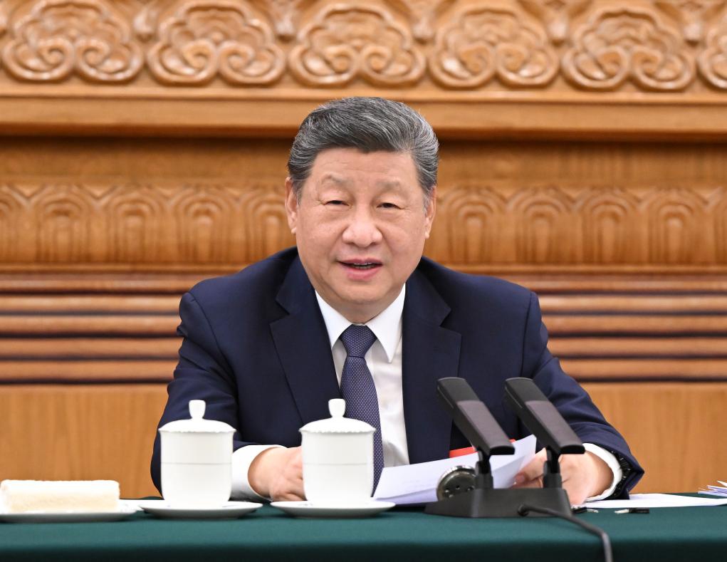 Chinese President Xi Jinping, also general secretary of the Communist Party of China Central Committee and chairman of the Central Military Commission, takes part in a deliberation with his fellow deputies from the delegation of Jiangsu Province at the fourth session of the 14th National People's Congress in Beijing, capital of China, March 5, 2026. (Photo: Xinhua)
