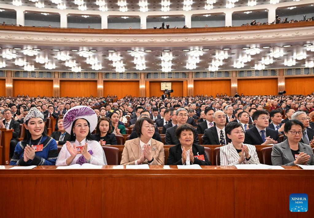 The third plenary meeting of the fourth session of the 14th National Committee of the Chinese People's Political Consultative Conference (CPPCC) is held at the Great Hall of the People in Beijing, capital of China, March 8, 2026. (Xinhua/Yue Yuewei)