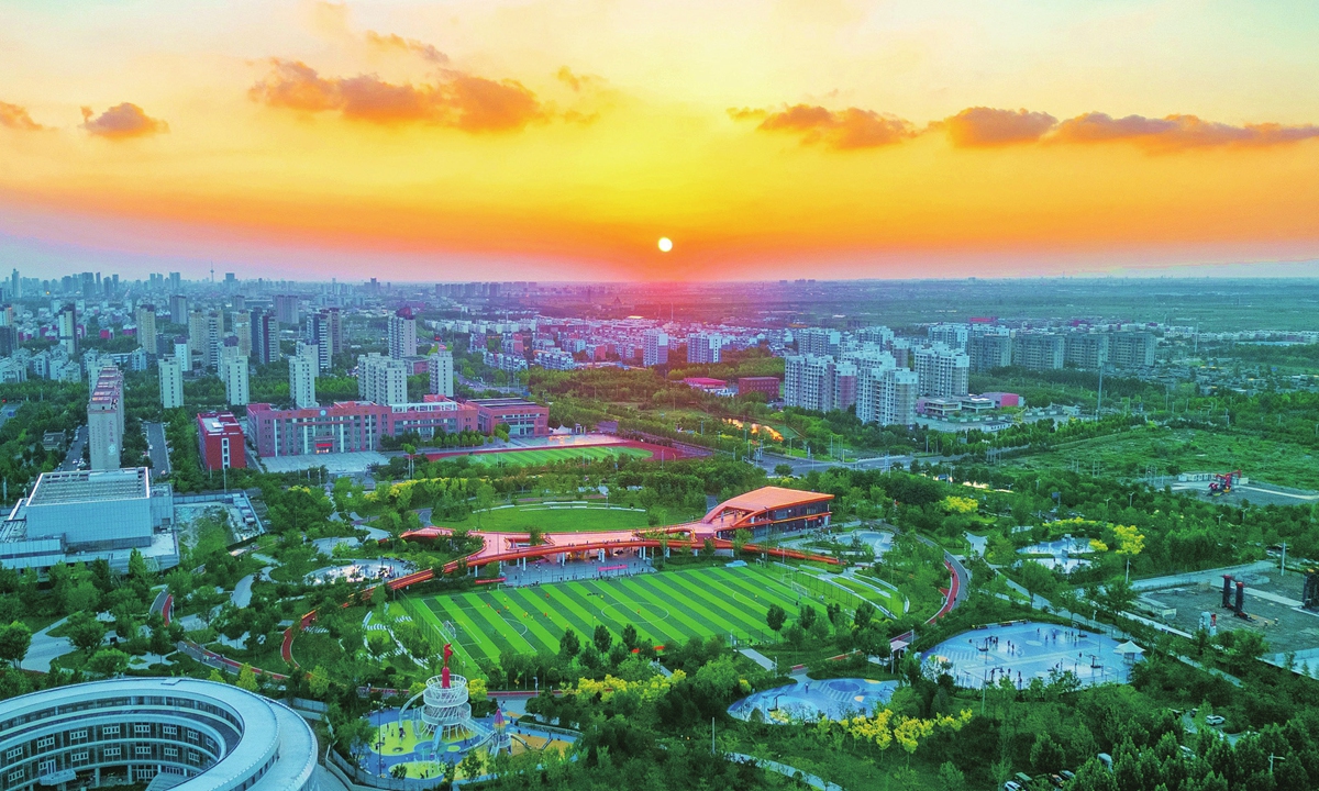 A view of an eco-friendly and salubrious area in Dongying City, East China's Shandong Province. Photo: VCG