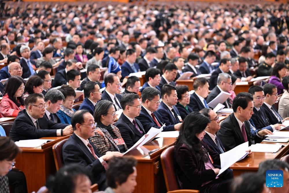 The third plenary meeting of the fourth session of the 14th National Committee of the Chinese People's Political Consultative Conference (CPPCC) is held at the Great Hall of the People in Beijing, capital of China, March 8, 2026. (Xinhua/Yan Yan)