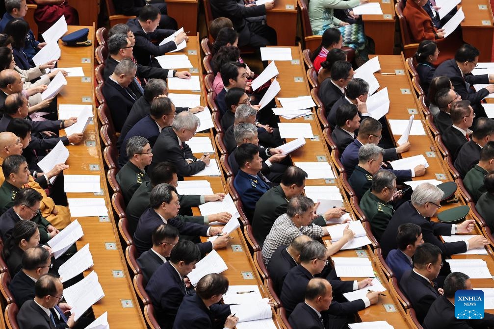 The third plenary meeting of the fourth session of the 14th National Committee of the Chinese People's Political Consultative Conference (CPPCC) is held at the Great Hall of the People in Beijing, capital of China, March 8, 2026. (Xinhua/Lu Ye)
