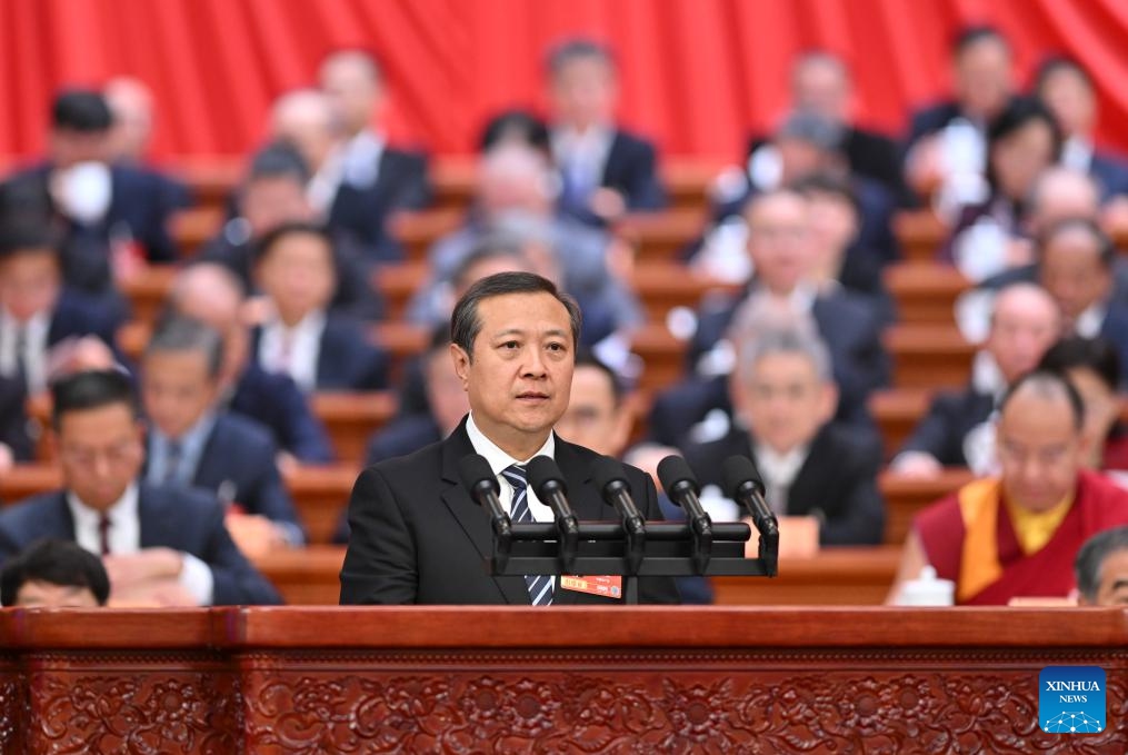 Lian Yimin, a member of the 14th National Committee of the Chinese People's Political Consultative Conference (CPPCC), speaks at the third plenary meeting of the fourth session of the 14th CPPCC National Committee at the Great Hall of the People in Beijing, capital of China, March 8, 2026. (Xinhua/Yue Yuewei)