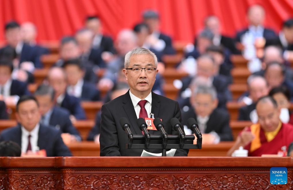 Yang Mingjie, a member of the 14th National Committee of the Chinese People's Political Consultative Conference (CPPCC), speaks at the third plenary meeting of the fourth session of the 14th CPPCC National Committee at the Great Hall of the People in Beijing, capital of China, March 8, 2026. (Xinhua/Yue Yuewei)