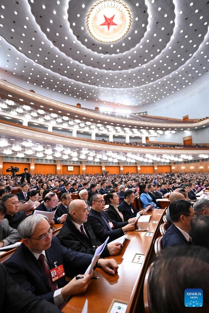 The third plenary meeting of the fourth session of the 14th National Committee of the Chinese People's Political Consultative Conference (CPPCC) is held at the Great Hall of the People in Beijing, capital of China, March 8, 2026. (Xinhua/Yan Yan)