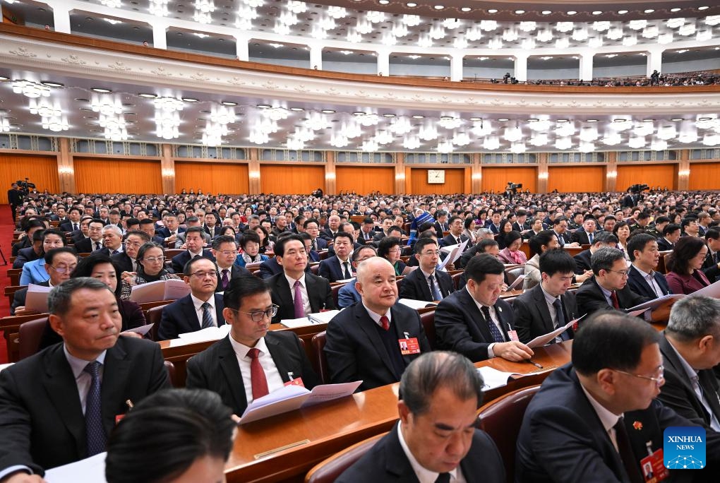 The third plenary meeting of the fourth session of the 14th National Committee of the Chinese People's Political Consultative Conference (CPPCC) is held at the Great Hall of the People in Beijing, capital of China, March 8, 2026. (Xinhua/Yan Yan)