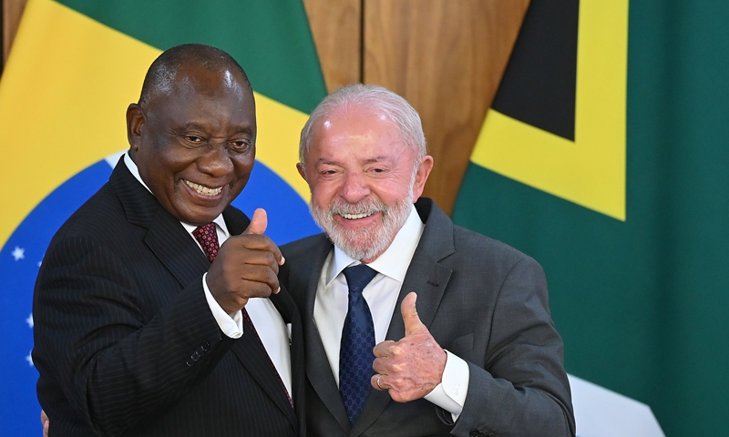 Luiz Inacio Lula da Silva, Brazil's president, right, and Cyril Ramaphosa, South Africa's president, during a joint press conference at Planalto Palace in Brasilia, Brazil, on March 9, 2026. Photo: CFP