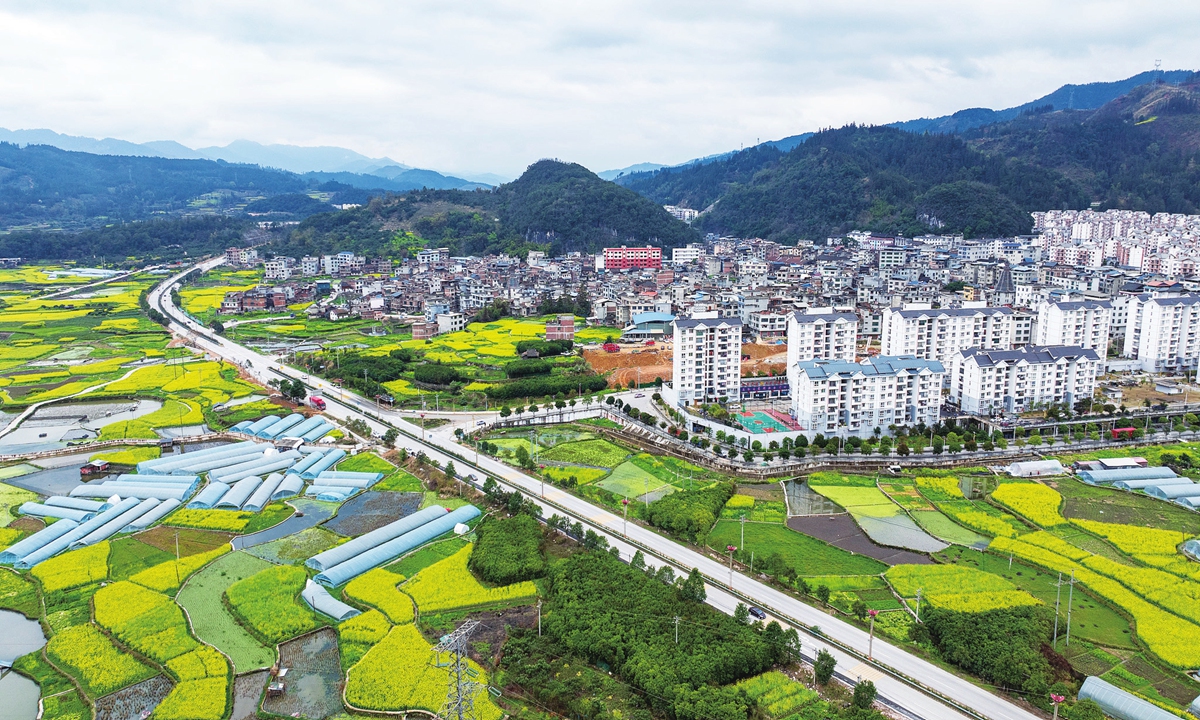 An aerial view of Congjiang County, Southwest China's Guizhou Province. Photo: VCG