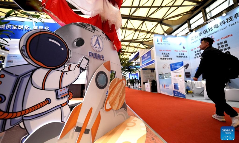 A man visits the 2026 Shanghai Commercial Aerospace Conference & Exhibition at Shanghai New International Expo Center in Shanghai, east China, March 12, 2026. This event, also the founding session, kicked off here on Thursday and will last till March 14. Photo: Xinhua