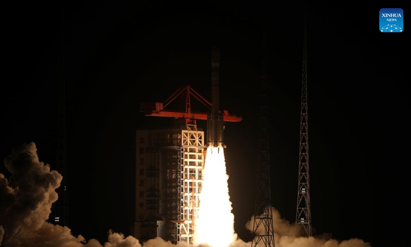 A modified Long March-6 carrier rocket carrying the Yaogan-50 02 satellite blasts off from the Taiyuan Satellite Launch Center in north China's Shanxi Province on March 15, 2026. The Yaogan-50 02 satellite was launched at 9:22 p.m. aboard a modified Long March-6 carrier rocket and has entered its planned orbit. The launch mission was a complete success. The satellite will be mainly used for land survey, crop yield estimation, and disaster prevention and relief. (Photo by Shang Yuhang/Xinhua)