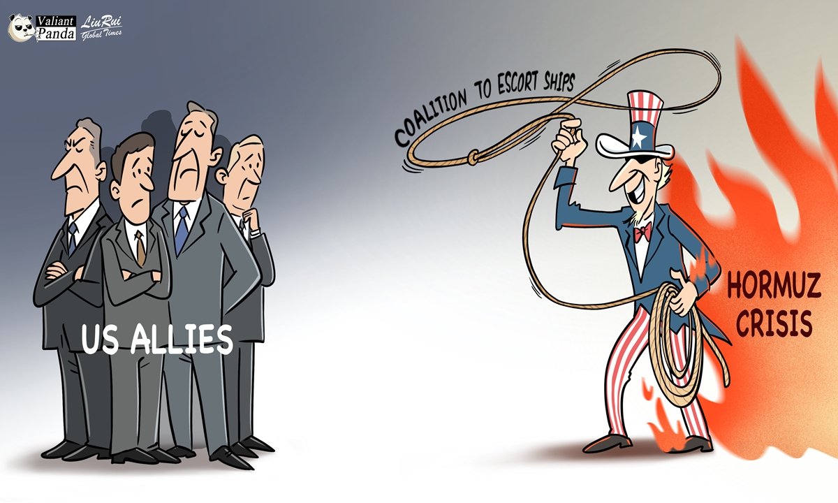 US 'Hormuz coalition' fantasy  Illustration: Liu Rui/GT