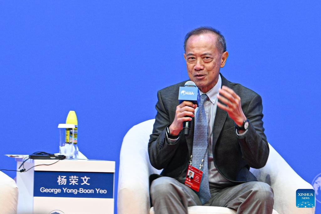 George Yong-Boon Yeo, former foreign minister of Singapore speaks at a panel discussion themed on Free Trade Ports: Opportunities and Missions as Gateways for Opening-up during the Boao Forum for Asia (BFA) Annual Conference 2026 in Boao, south China's Hainan Province, March 24, 2026. (Xinhua/Pu Xiaoxu)

