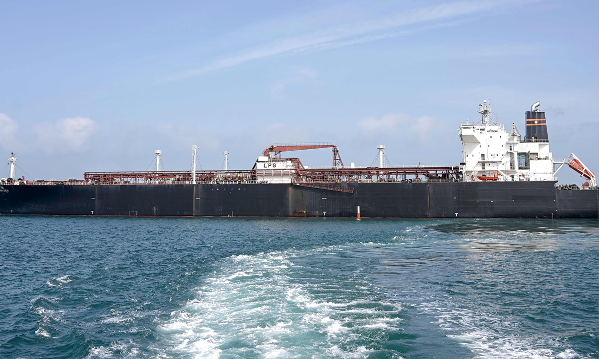 The India-flagged LPG carrier Nanda Devi arrives at Vadinar Port in Gujarat, India, on March 17, 2026. Iran granted permission for the vessel to transit the Strait of Hormuz. Photo: VCG