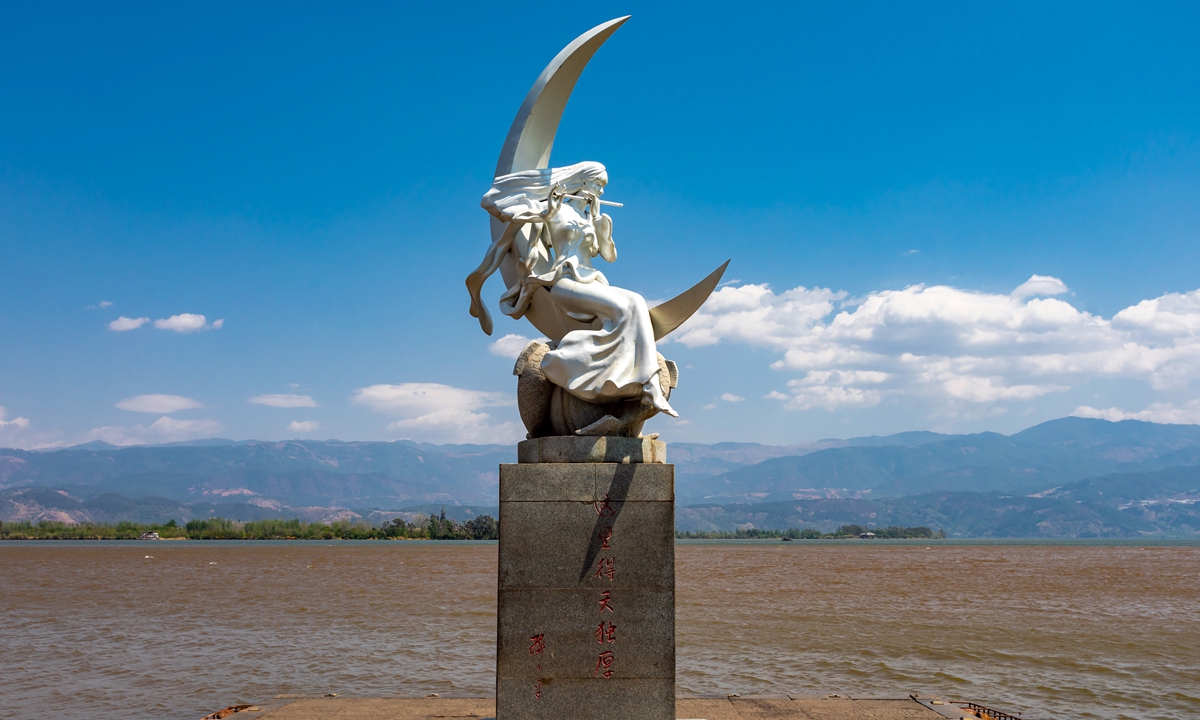 The statue of Daughter of the Moon in Xichang, Southwest China's Sichuan Province
