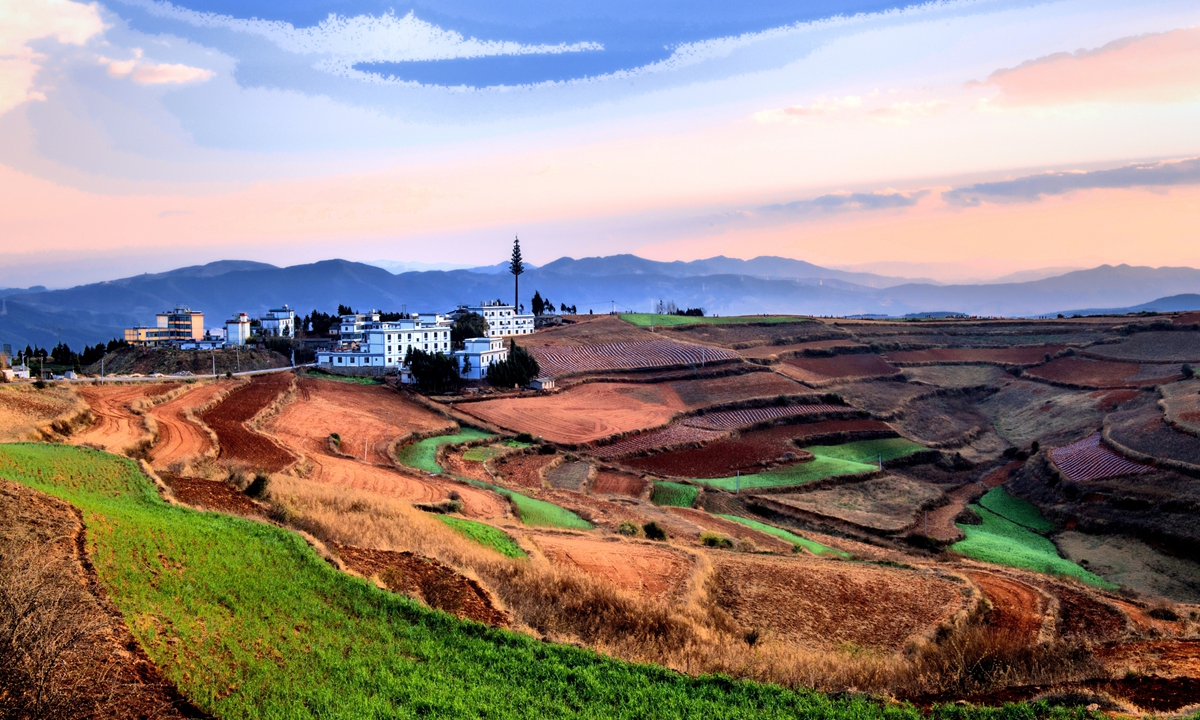 The rural landscape of Dongchuan in Kunming, Southwest China's Yunnan Province Photo: VCG