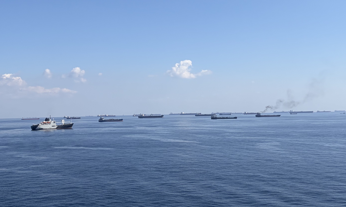 A view of the waters off the Strait of Hormuz, taken on February 27, 2026. Photo: Courtesy of Liu Yiwen