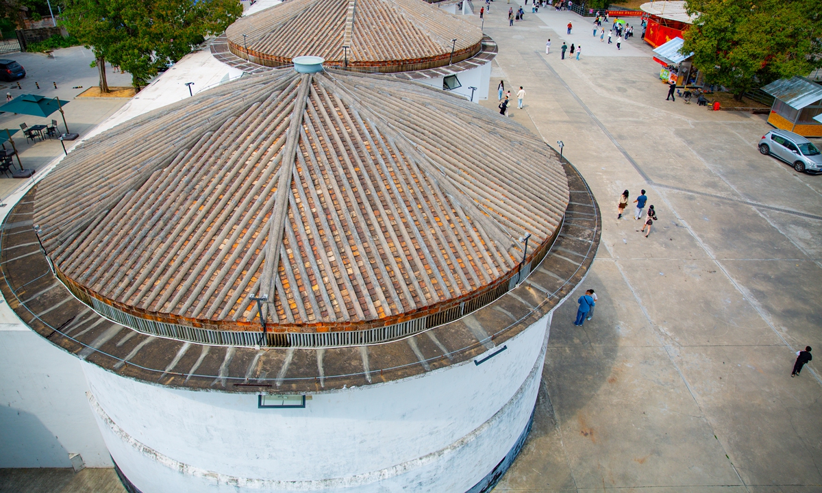 An exterior view of the bookstore established in old granaries