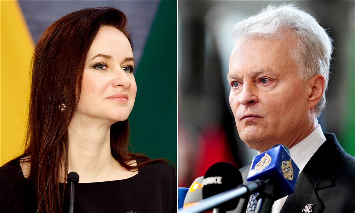 Photos show Lithuanian Prime Minister Inga Ruginiene (L) and President Gitanas Naus?da (R). Photos: VCG