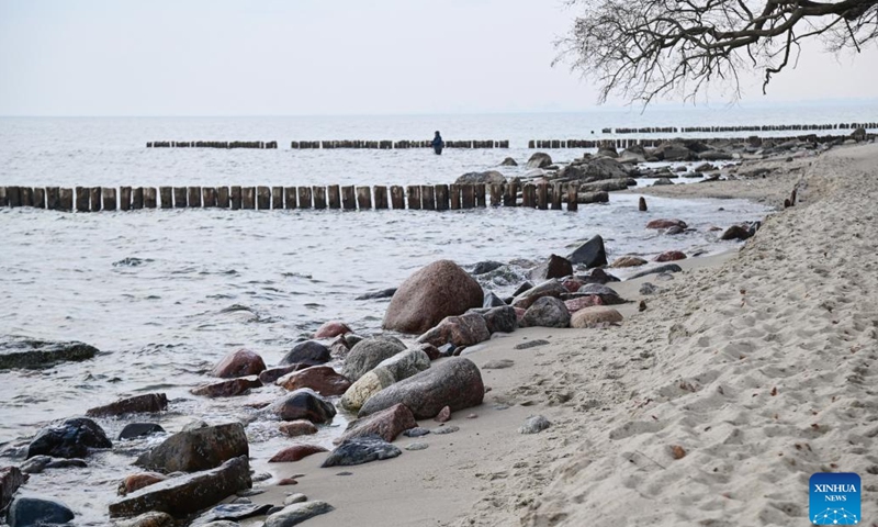 This photo taken on March 23, 2026 shows the rocky shoreline in a coastal village of Gdynia, Poland. Gdynia, located on the Baltic coast, is an important port and seaside tourist city. Together with Gdansk and Sopot, it forms a large port city complex known as the Tricity. (Photo by Aleksy Witwicki/Xinhua)

