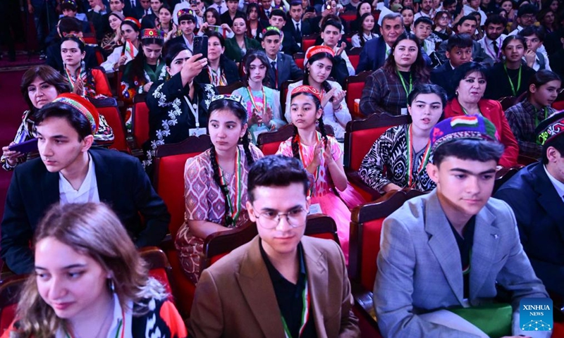 Members of delegations attend the opening ceremony of the first Youth Delphic Games of the Shanghai Cooperation Organization (SCO) member states in Bishkek, the capital of Kyrgyzstan, on March 24, 2026. The opening ceremony of the first Youth Delphic Games of the Shanghai Cooperation Organization (SCO) member states was held on Tuesday in Bishkek, attended by representatives of the arts from the 10 SCO member countries. (Xinhua/Li Renzi)

