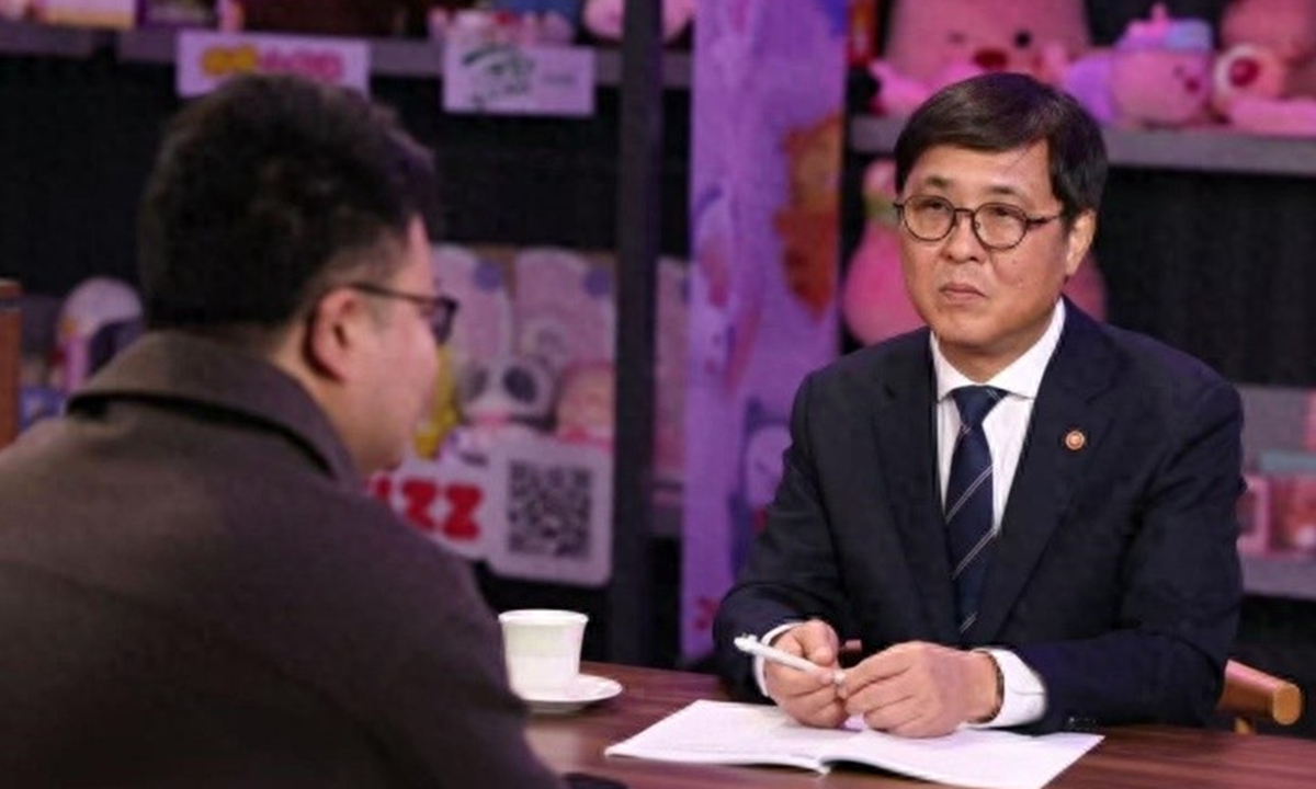 South Korea's Minister of Culture, Sports and Tourism Choi Hwi-young (right) receives an interview with the Global Times in Beijing on March 22, 2026. Photo: Courtesy of the Ministry of Culture, Sports and Tourism of South Korea.