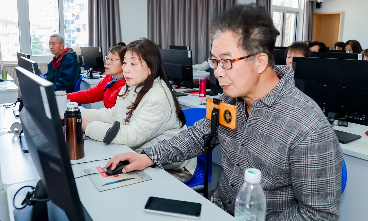 A few elderly people attend class at the Shanghai University for the Elderly. Photo: Courtesy of the university