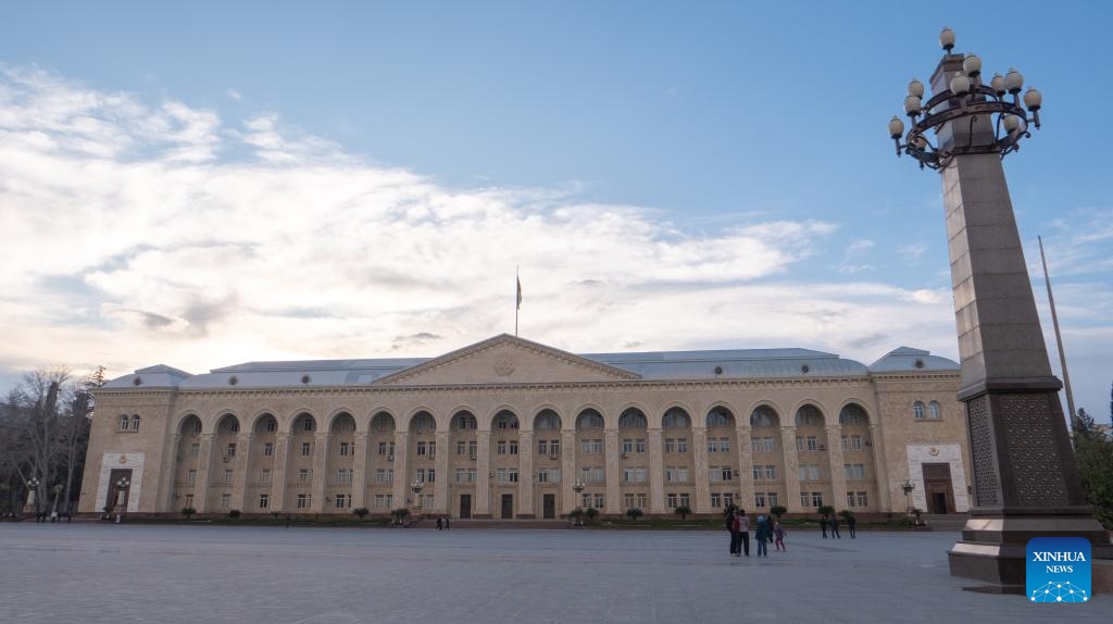 This photo taken on March 23, 2026 shows a view of the Ganja City Hall in Ganja, Azerbaijan. Ganja is Azerbaijan's second-largest city and one of the countries' historic sites. (Xinhua/Chen Junfeng)

