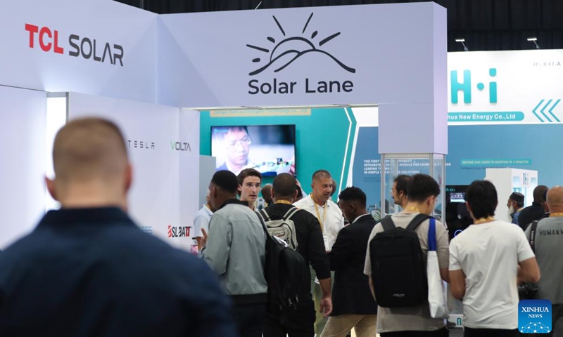 Visitors visit the booth of TCL during the Solar and Storage Live Africa 2026 in Johannesburg, South Africa, March 25, 2026. Chinese renewable energy giants are hogging the spotlight at the ongoing Solar and Storage Live Africa 2026 in Johannesburg, South Africa, highlighting China's growing role in Africa's rapidly expanding clean energy sector. (Xinhua/Chen Wei)
