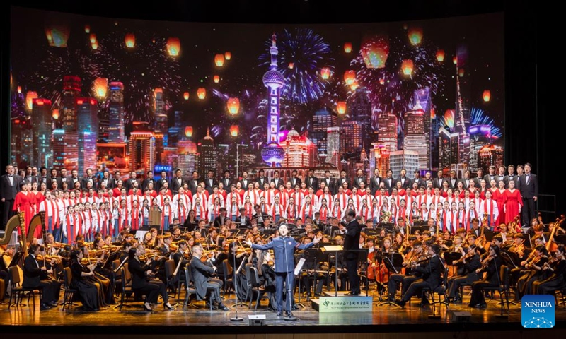 This photo taken on March 26, 2026 shows a scene at the opening performance of the 41st Shanghai Spring International Music Festival in Shanghai, east China. The music festival kicked off here on Thursday. (Xinhua/Wang Xiang)