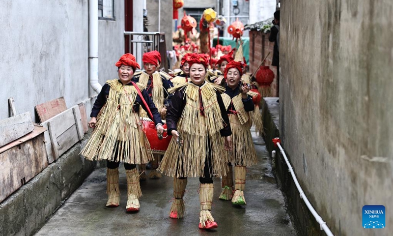 Local people attend the Sama Festival celebration event in Sanbao Dong Village in Rongjiang County, southwest China's Guizhou Province, March 28, 2026. Sama was the name of a heroine in ancient maternal society of Dong people. The Sama Festival, enlisted as one of the national intangible cultural heritages in 2006, is held to commemorate their ancestor. (Photo by Wei Guijin/Xinhua)
