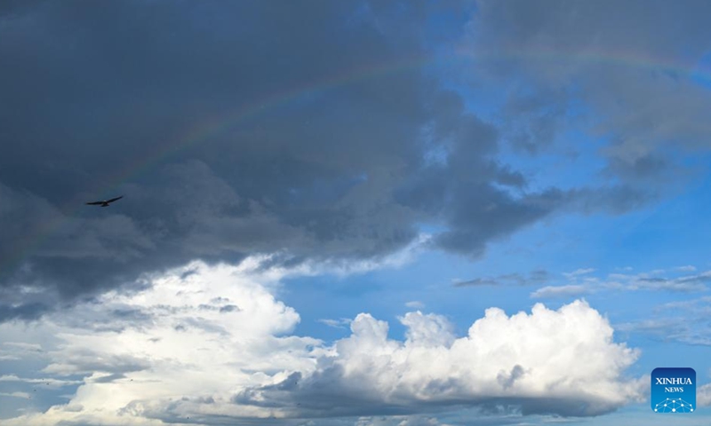 This photo taken on March 27, 2026 shows a rainbow in Nairobi, Kenya. (Xinhua/Yang Guang)