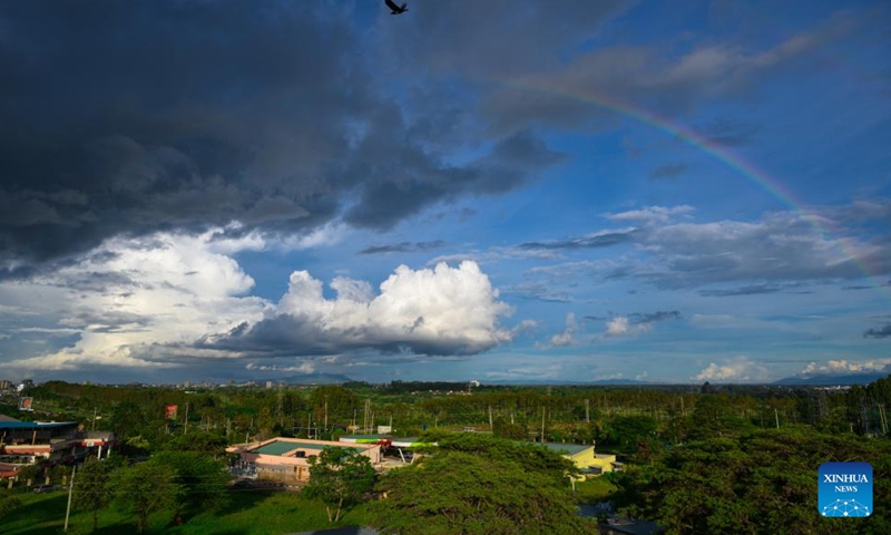 This photo taken on March 27, 2026 shows a rainbow in Nairobi, Kenya. (Xinhua/Yang Guang)