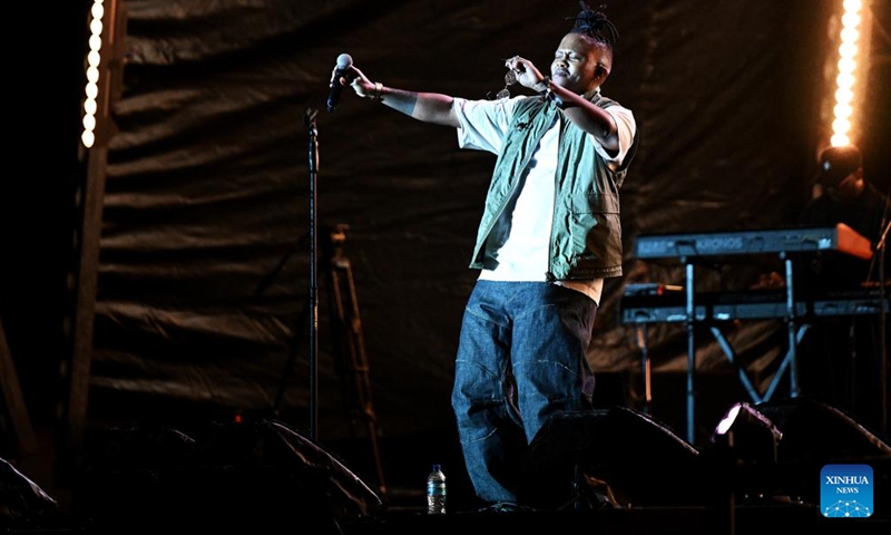 An artist performs at the Cape Town International Jazz Festival 2026 in Cape Town, South Africa, March 27, 2026.
The Cape Town International Jazz Festival 2026 kicked off on Friday night at the Cape Town International Convention Center.
This year's festival marked its 23rd edition, attracting over 40 local and international artists, as well as approximately 30,000 jazz enthusiasts. (Photo by Xabiso Mkhabela/Xinhua)