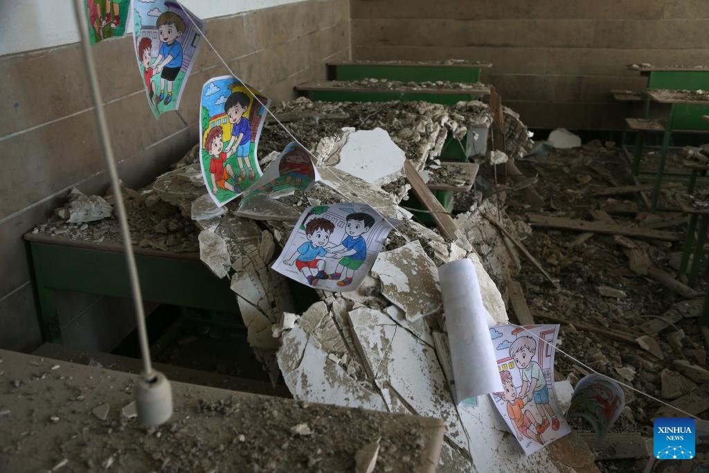 This photo taken on March 3, 2026 shows the debris inside a classroom of Shahid Mahallati School in Tehran, Iran. The U.S.-Israel-Iran conflict entered its 30th day on Sunday. The Middle East is once again caught in a cycle of escalating violence. Civilian casualties are mounting, regional tensions are intensifying, and the risk of a wider war grows by the day. (Xinhua/Shadati)