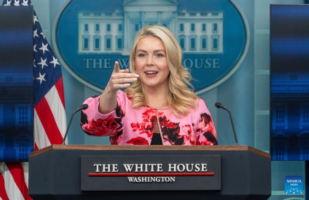 White House Press Secretary Karoline Leavitt gestures during a press briefing at the White House in Washington, D.C., the United States, March 30, 2026. (Photo by Li Yuanqing/Xinhua)

