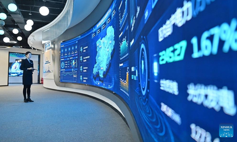 A staff member works at a control center for a substation in Xiong'an New Area, north China's Hebei Province, March 25, 2026.(Xinhua/Zhu Xudong)

