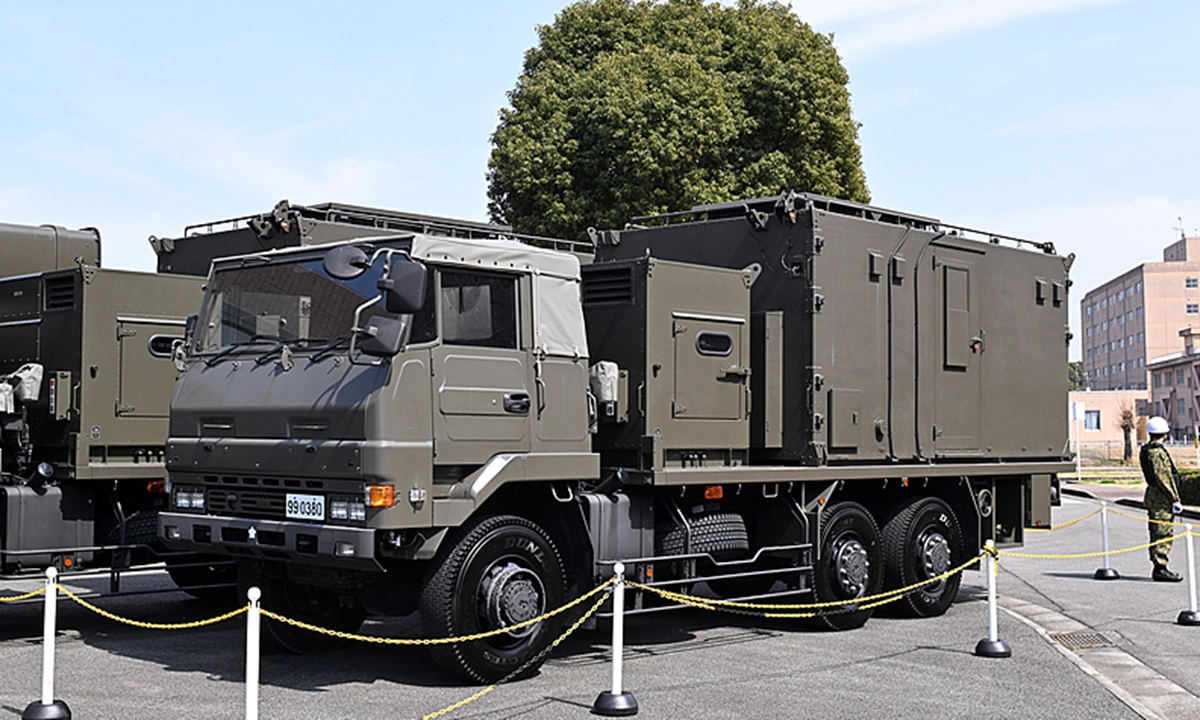 The launch system for the Type 12 surface-to-ship missile is on display at the Japan Ground Self-Defense Force Kengun Garrison in Higashi Ward, Kumamoto City, Kumamoto Prefecture, southwestern Japan and Kyushu Island region, on March 17, 2026. Photo: VCG