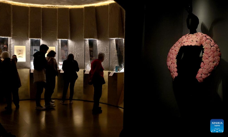 People visit Schiaparelli: Fashion Becomes Art exhibition at the Victoria and Albert Museum (V&A) in London, Britain on March 30, 2026. (Xinhua/Li Ying)

