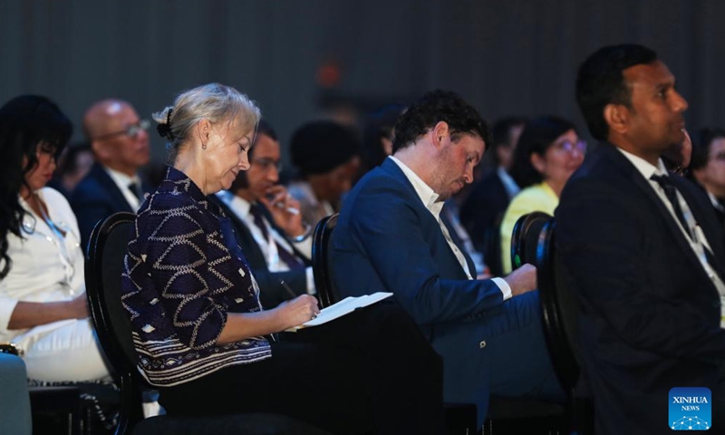 Delegates attend the sixth edition of the South African Investment Conference in Johannesburg, South Africa, on March 31, 2026. The sixth edition of the South African Investment Conference opened on Tuesday at the Sandton Convention Center in Johannesburg, bringing together more than 1,000 delegates from over 50 countries and regions to explore investment opportunities. (Xinhua/Chen Wei)

